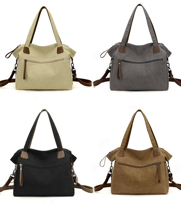 Retro Canvas Schultertasche Damen