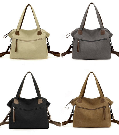 Retro Canvas Schultertasche Damen